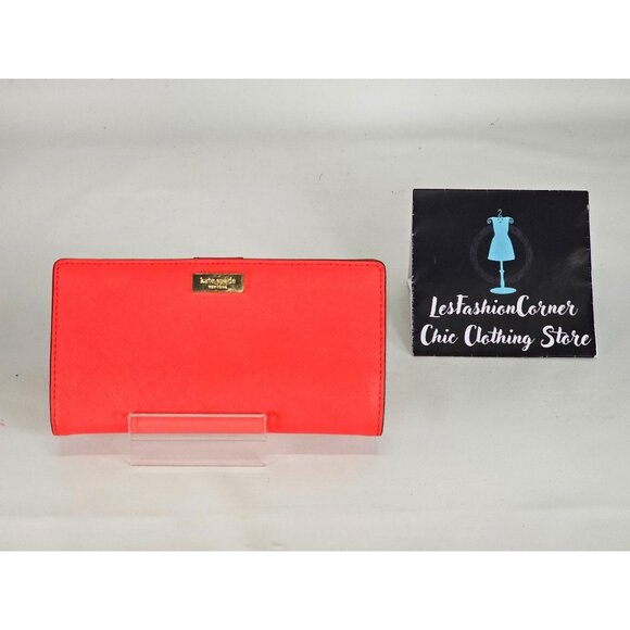 Kate Spade Women's Geranium Saffiano Leather Wallet Newbury Lane Stacy 292 - Picture 1 of 12